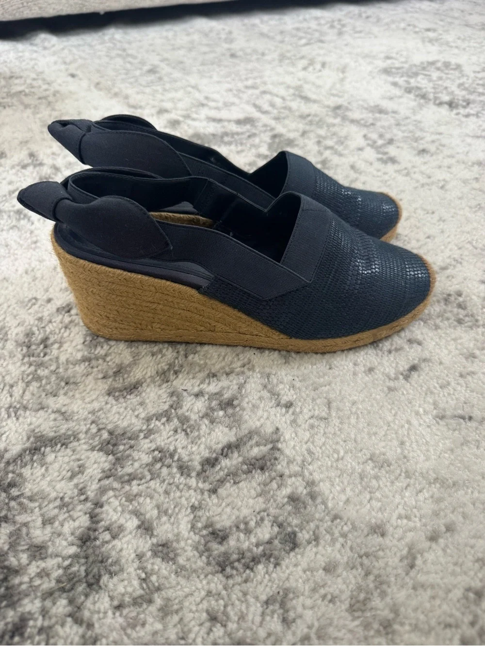 Lauren Ralph Lauren Navy Blue Espadrille Wedge Slingback